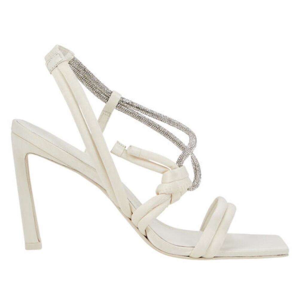 JONATHAN SIMKHAI Cassie Crystal Embellished Strappy Ivory White Heels Sz 40